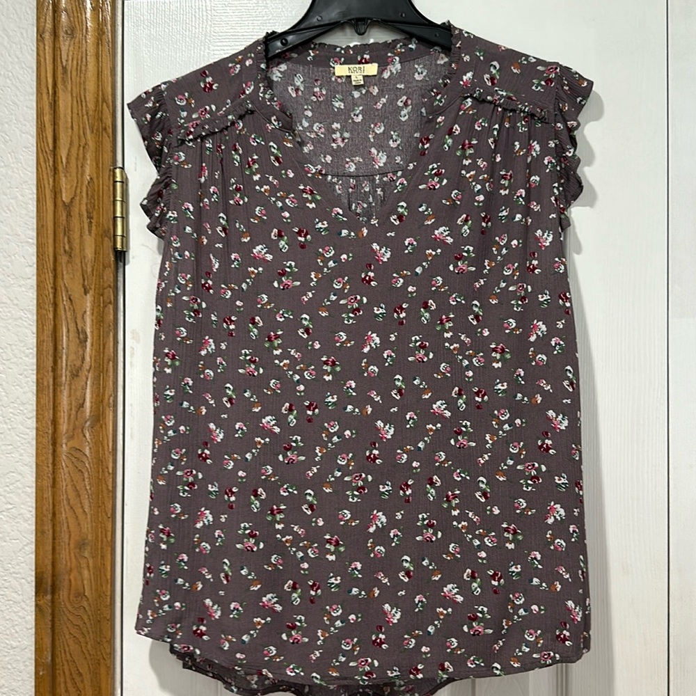 Gray Floral Top
